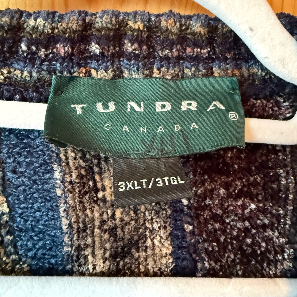 Vintage 90s Tundra Canada Sweater 3XLT XXXLT Coogi Style 3D Knit Blue Brown - Picture 6 of 12